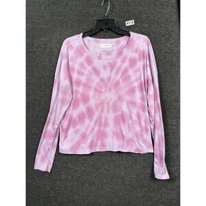Lucky Brand Tie Dye T-Shirt Womens Size L Dark Purple Long Sleeve Square Neck